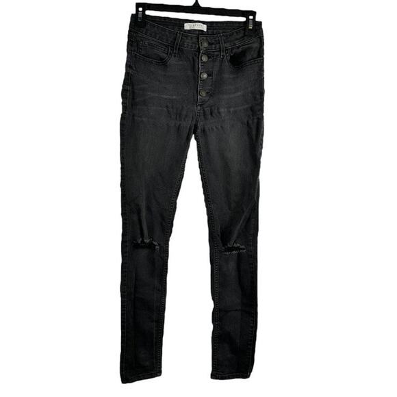 Guess Los Angeles Black Distressed Jeans Size 27 - Picture 1 of 5